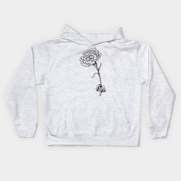 aesthetic minimalist hand drawn flower Kids Hoodie by Tanguarts